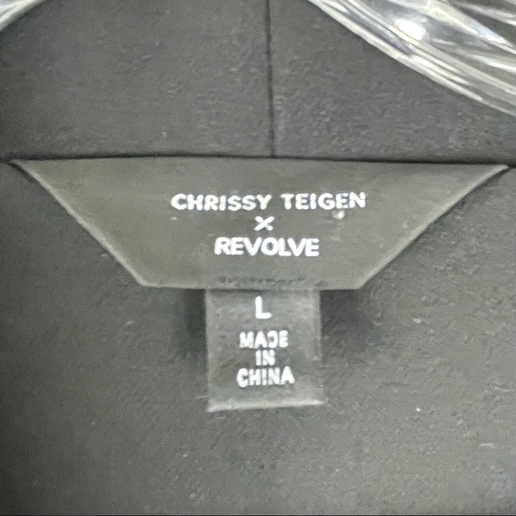 Chrissy Teigen x Revolve Black Tuxedo Shawl Collar Dress Sz L - Picture 8 of 8